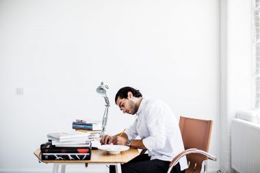 Portrait of London chef Jozef Youssef of Kitchen Theory working in his studio