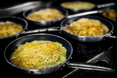 Photograph of cooking food at London food event WastEd