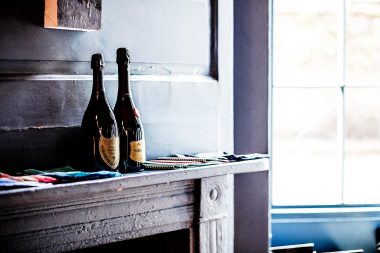 Bottles of Champagne owned by the tailor Timothy Everest in London