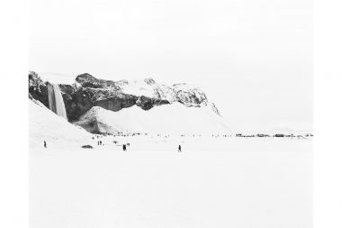 Figures in a snow covered landscape in Iceland from the project Form and Void II