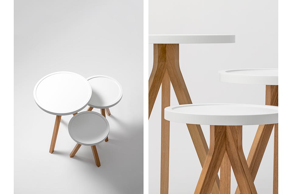 Triad tables photographed by London studio furniture photographer Richard Boll