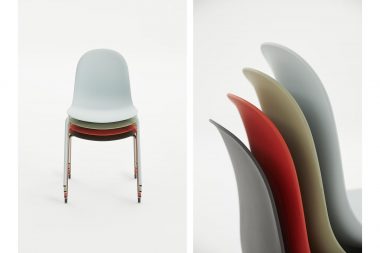 Coloured chairs photographed by Richard Boll in london