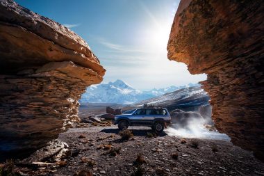 Automotive lifestyle photograph of four wheeled drive vehicle in Bolivia