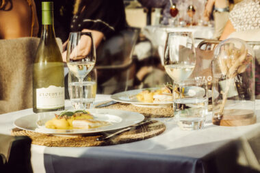 A meal served at the OXO Tower restaurant with Cloudy Bay white wine