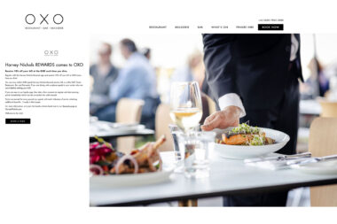 Web page for OXO Tower Restaurant and Brasserie in London.