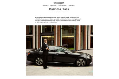 Webpage for Chauffeur company Wheely in London.