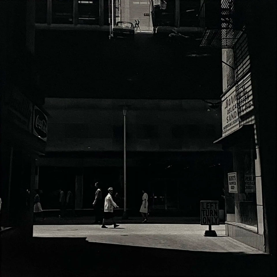 Street Scene with Left Turn Only Sign, 1950 to 1960, Harry Callahan