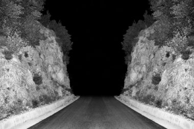 An image of a road at night in Crete from the fine art photography project Road by Richard Boll.
